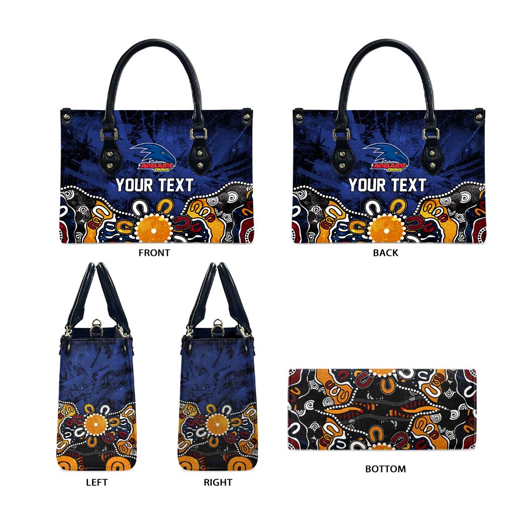 Personalized Adelaide Crows Leather Bag Aboriginal Dot Painting Graffiti Style