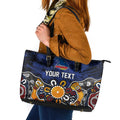 Personalized Adelaide Crows Leather Tote Bag Aboriginal Dot Painting Graffiti Style
