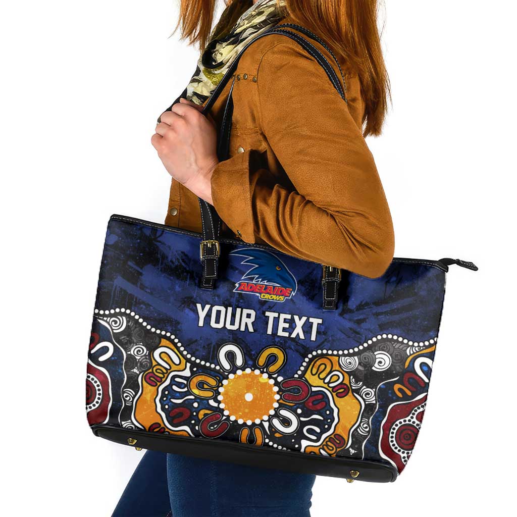Personalized Adelaide Crows Leather Tote Bag Aboriginal Dot Painting Graffiti Style