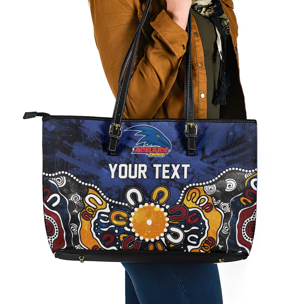 Personalized Adelaide Crows Leather Tote Bag Aboriginal Dot Painting Graffiti Style