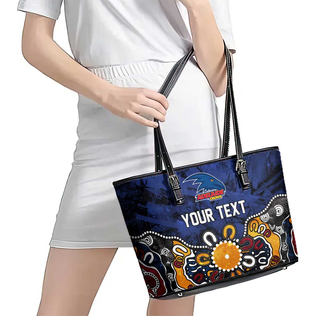 Personalized Adelaide Crows Leather Tote Bag Aboriginal Dot Painting Graffiti Style