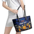 Personalized Adelaide Crows Leather Tote Bag Aboriginal Dot Painting Graffiti Style
