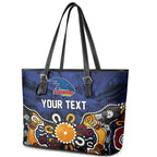 Personalized Adelaide Crows Leather Tote Bag Aboriginal Dot Painting Graffiti Style