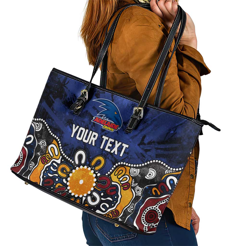 Personalized Adelaide Crows Leather Tote Bag Aboriginal Dot Painting Graffiti Style