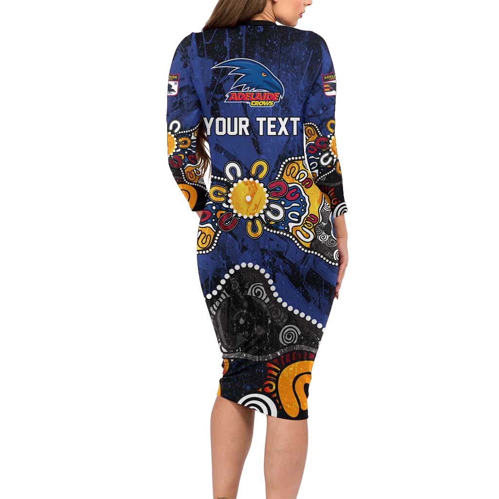 Personalized Adelaide Crows Long Sleeve Bodycon Dress Aboriginal Dot Painting Graffiti Style