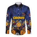 Personalized Adelaide Crows Long Sleeve Button Shirt Aboriginal Dot Painting Graffiti Style