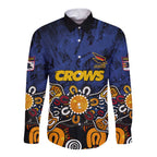 Personalized Adelaide Crows Long Sleeve Button Shirt Aboriginal Dot Painting Graffiti Style