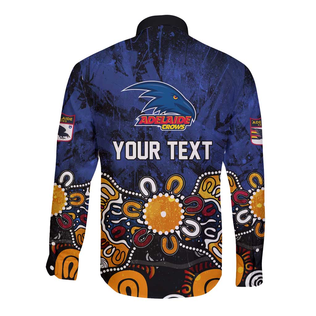 Personalized Adelaide Crows Long Sleeve Button Shirt Aboriginal Dot Painting Graffiti Style