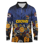 Personalized Adelaide Crows Long Sleeve Polo Shirt Aboriginal Dot Painting Graffiti Style