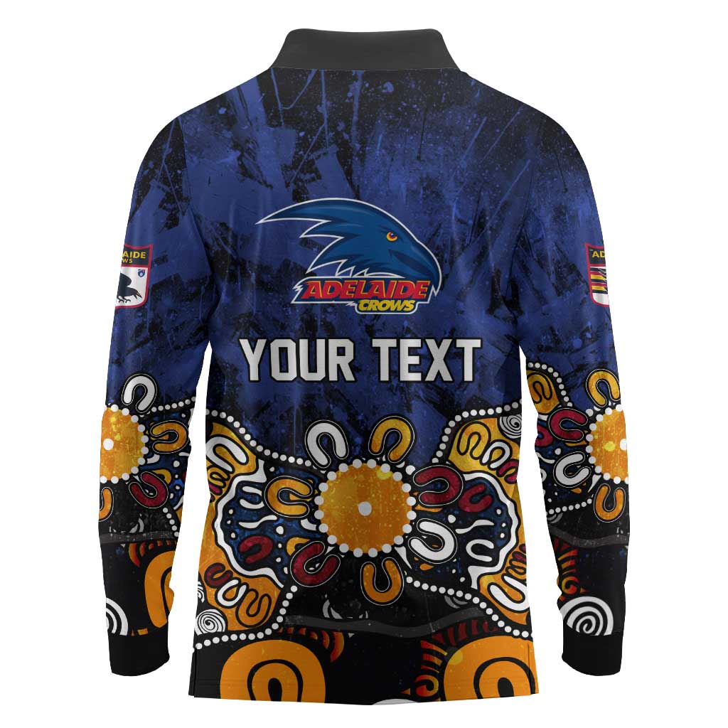 Personalized Adelaide Crows Long Sleeve Polo Shirt Aboriginal Dot Painting Graffiti Style