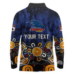 Personalized Adelaide Crows Long Sleeve Polo Shirt Aboriginal Dot Painting Graffiti Style