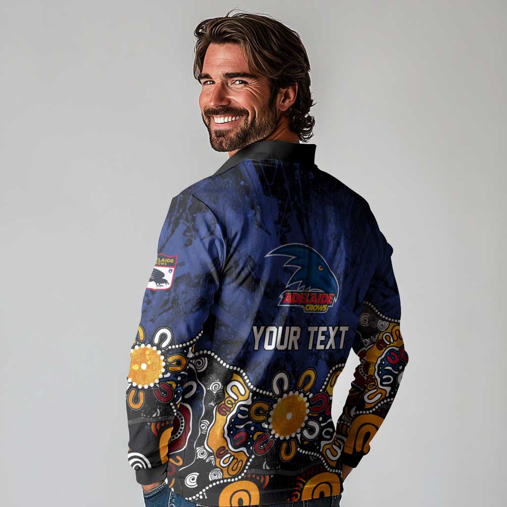 Personalized Adelaide Crows Long Sleeve Polo Shirt Aboriginal Dot Painting Graffiti Style