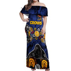 Personalized Adelaide Crows Off Shoulder Maxi Dress Aboriginal Dot Painting Graffiti Style
