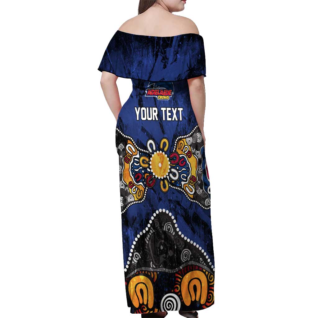 Personalized Adelaide Crows Off Shoulder Maxi Dress Aboriginal Dot Painting Graffiti Style