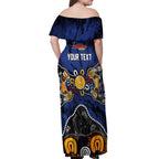 Personalized Adelaide Crows Off Shoulder Maxi Dress Aboriginal Dot Painting Graffiti Style