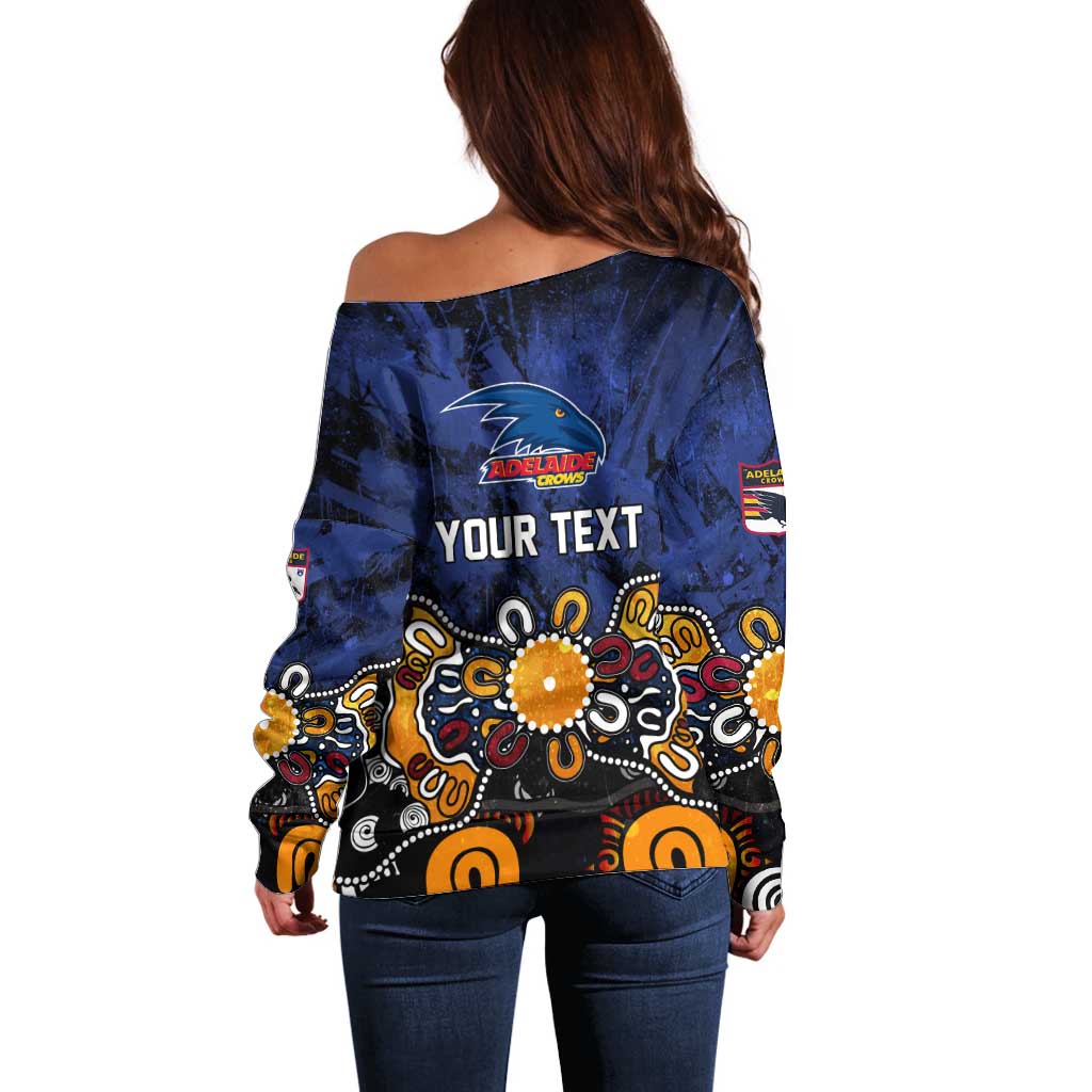 Personalized Adelaide Crows Off Shoulder Sweater Aboriginal Dot Painting Graffiti Style