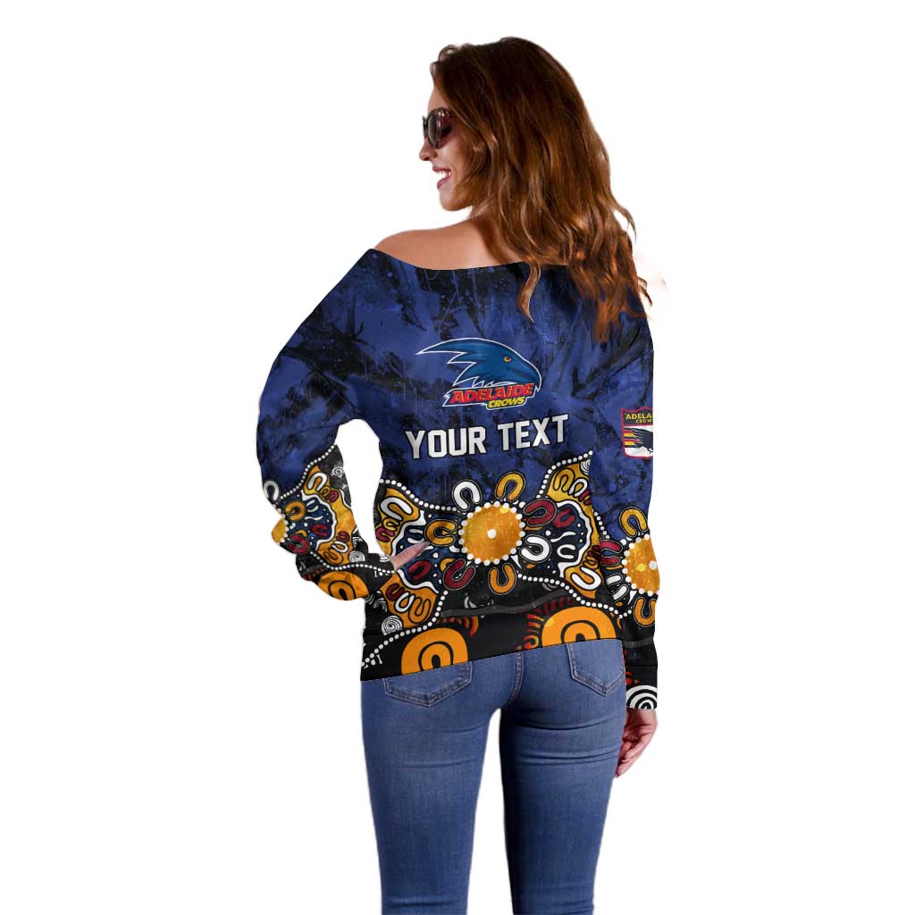 Personalized Adelaide Crows Off Shoulder Sweater Aboriginal Dot Painting Graffiti Style