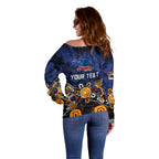 Personalized Adelaide Crows Off Shoulder Sweater Aboriginal Dot Painting Graffiti Style