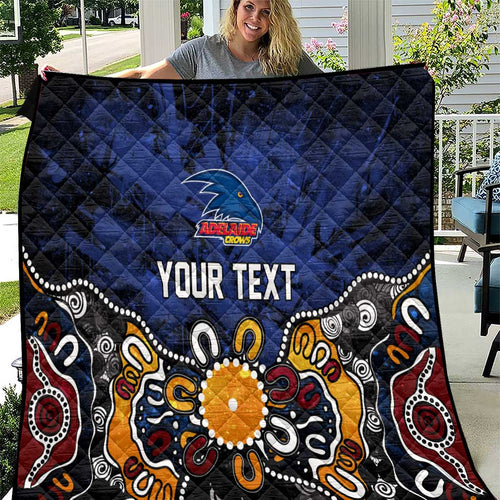 Personalized Adelaide Crows Quilt Aboriginal Dot Painting Graffiti Style