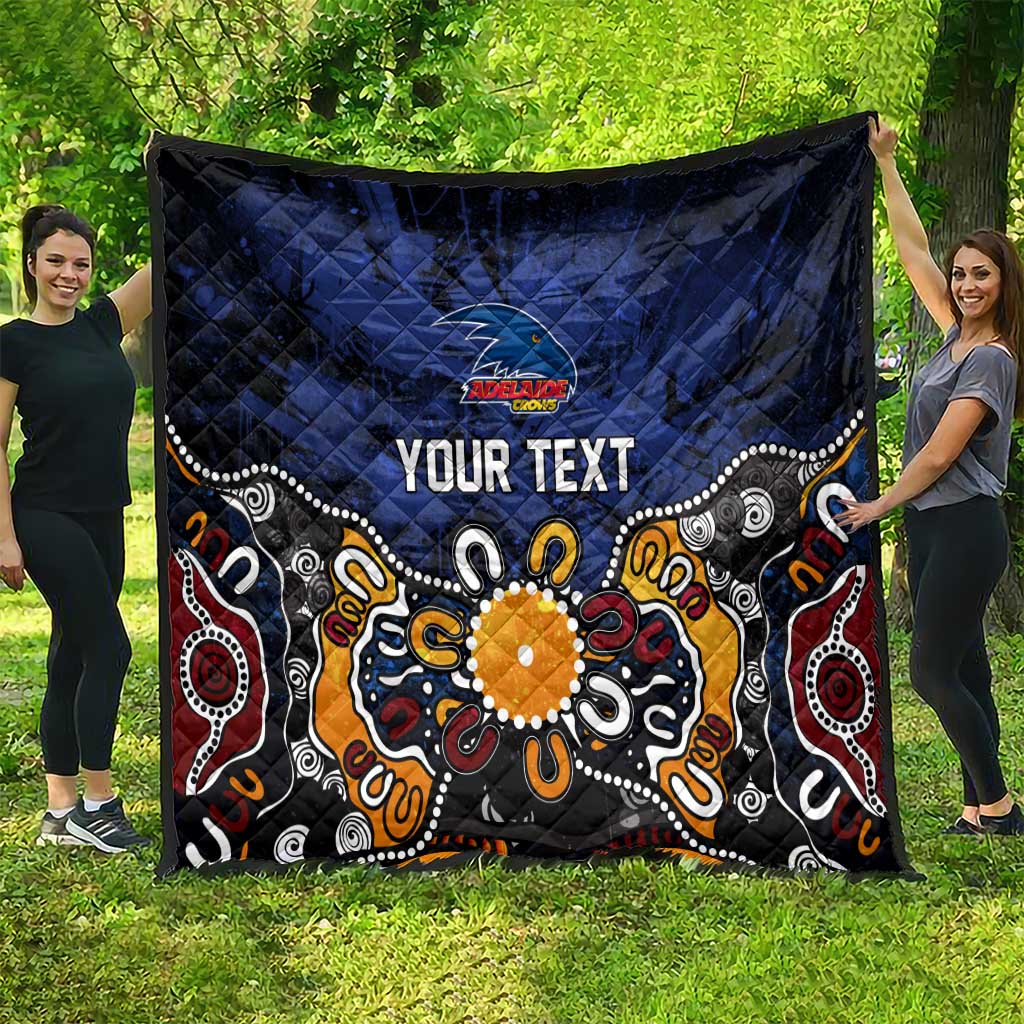 Personalized Adelaide Crows Quilt Aboriginal Dot Painting Graffiti Style