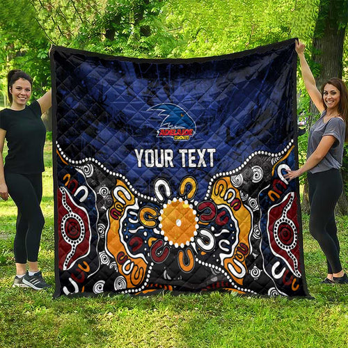 Personalized Adelaide Crows Quilt Aboriginal Dot Painting Graffiti Style