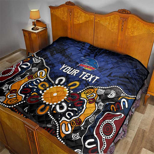Personalized Adelaide Crows Quilt Aboriginal Dot Painting Graffiti Style