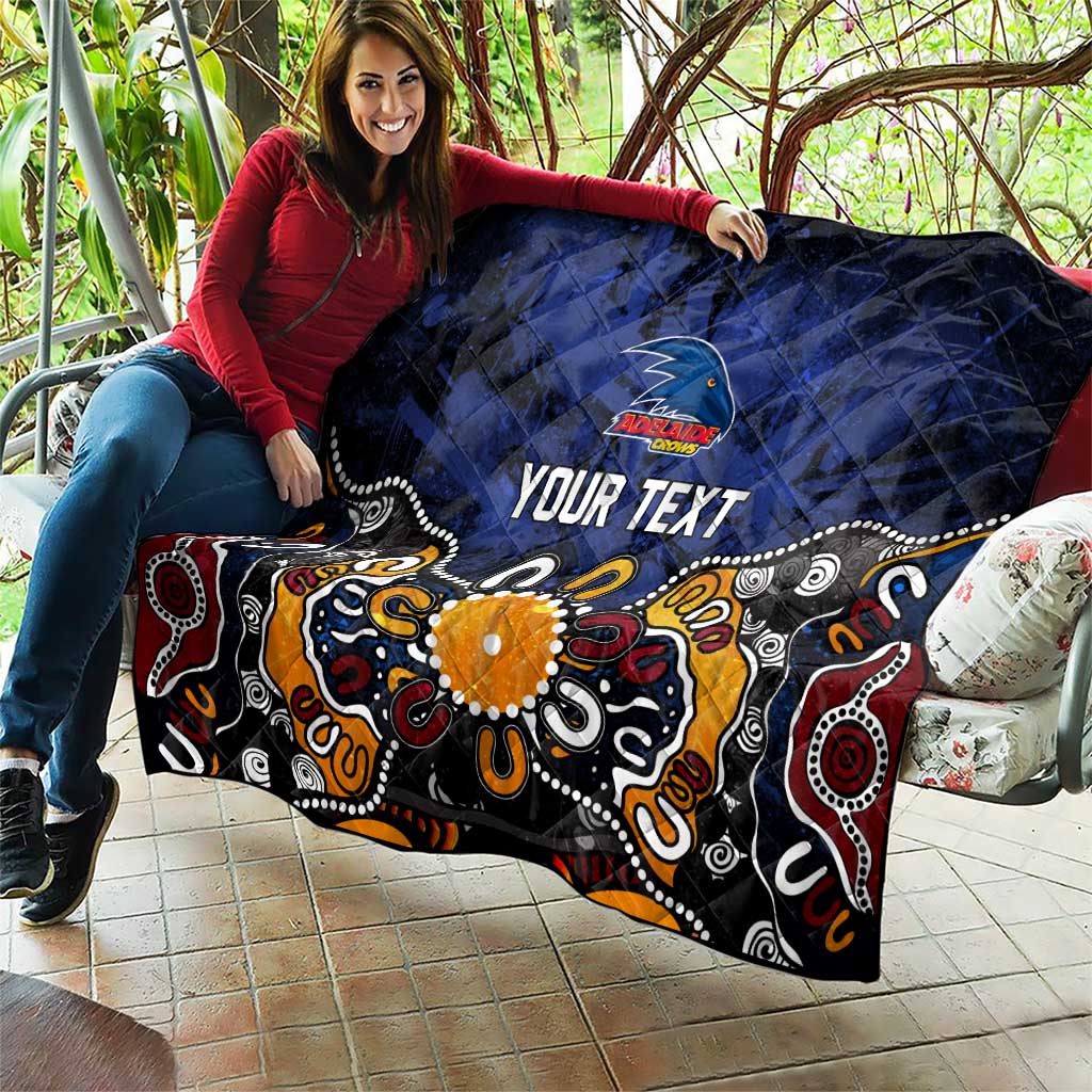 Personalized Adelaide Crows Quilt Aboriginal Dot Painting Graffiti Style