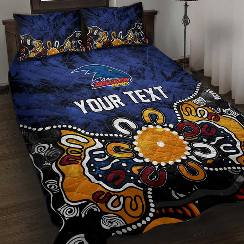 Personalized Adelaide Crows Quilt Bed Set Aboriginal Dot Painting Graffiti Style