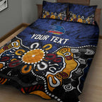 Personalized Adelaide Crows Quilt Bed Set Aboriginal Dot Painting Graffiti Style