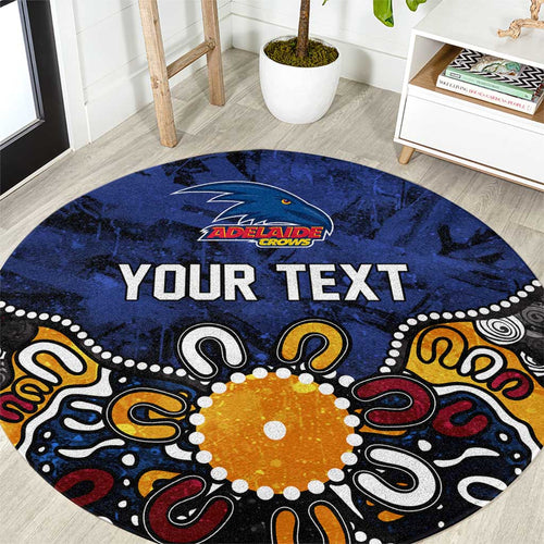 Personalized Adelaide Crows Round Carpet Aboriginal Dot Painting Graffiti Style