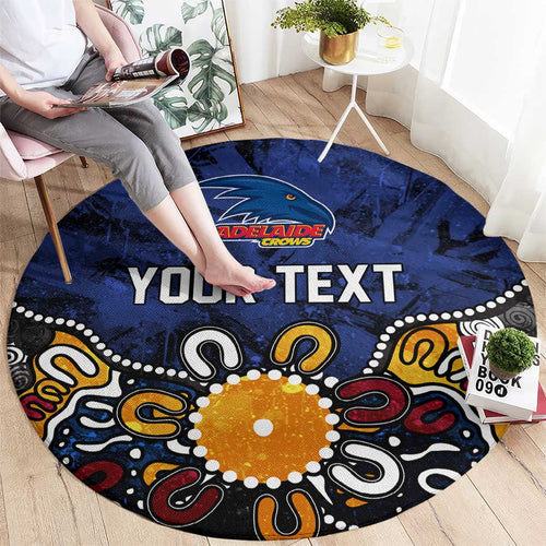 Personalized Adelaide Crows Round Carpet Aboriginal Dot Painting Graffiti Style