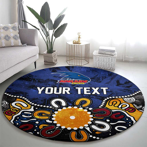 Personalized Adelaide Crows Round Carpet Aboriginal Dot Painting Graffiti Style