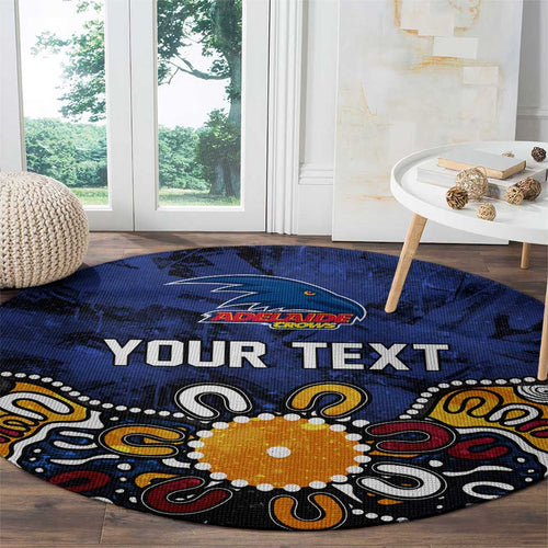 Personalized Adelaide Crows Round Carpet Aboriginal Dot Painting Graffiti Style