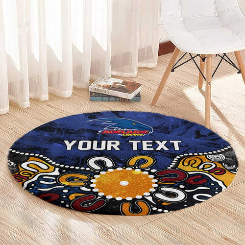 Personalized Adelaide Crows Round Carpet Aboriginal Dot Painting Graffiti Style