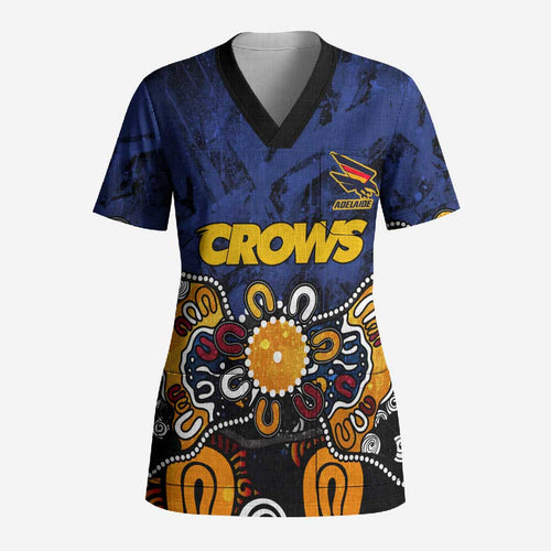 Personalized Adelaide Crows Scrub Top Aboriginal Dot Painting Graffiti Style