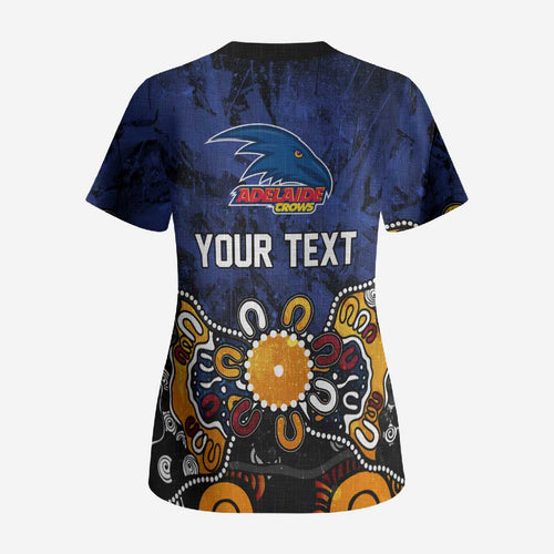 Personalized Adelaide Crows Scrub Top Aboriginal Dot Painting Graffiti Style