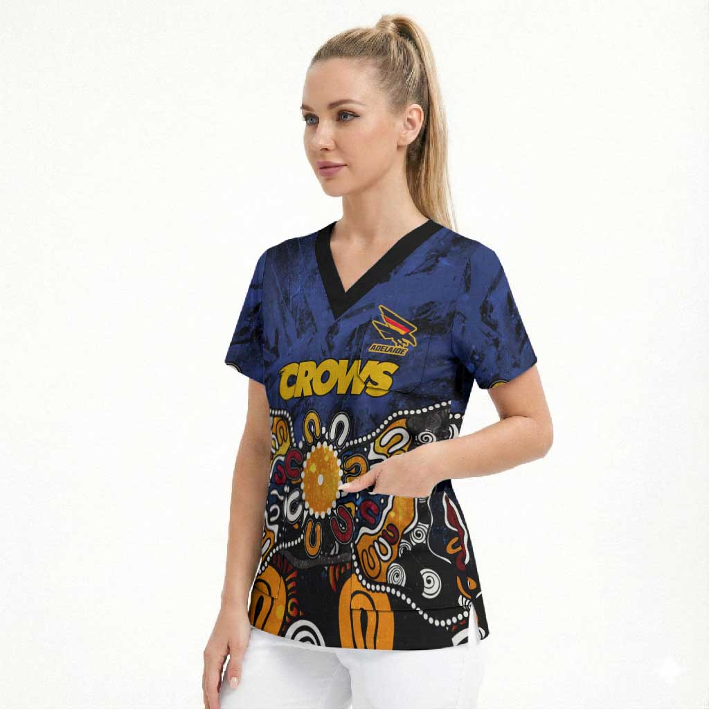 Personalized Adelaide Crows Scrub Top Aboriginal Dot Painting Graffiti Style