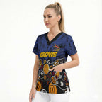 Personalized Adelaide Crows Scrub Top Aboriginal Dot Painting Graffiti Style