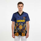 Personalized Adelaide Crows Scrub Top Aboriginal Dot Painting Graffiti Style