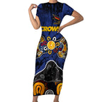 Personalized Adelaide Crows Short Sleeve Bodycon Dress Aboriginal Dot Painting Graffiti Style