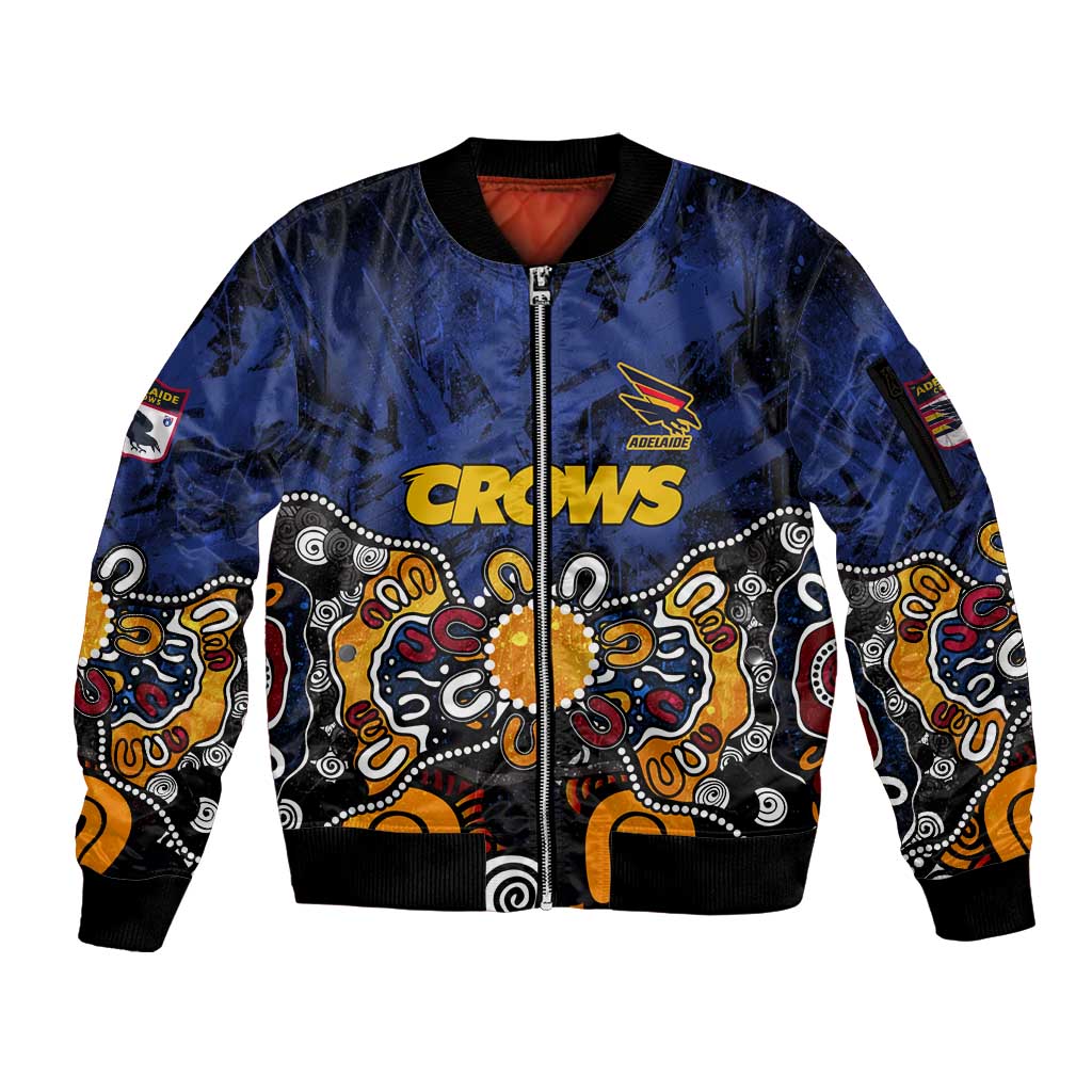 Personalized Adelaide Crows Sleeve Zip Bomber Jacket Aboriginal Dot Painting Graffiti Style