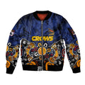 Personalized Adelaide Crows Sleeve Zip Bomber Jacket Aboriginal Dot Painting Graffiti Style
