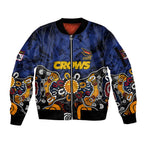 Personalized Adelaide Crows Sleeve Zip Bomber Jacket Aboriginal Dot Painting Graffiti Style