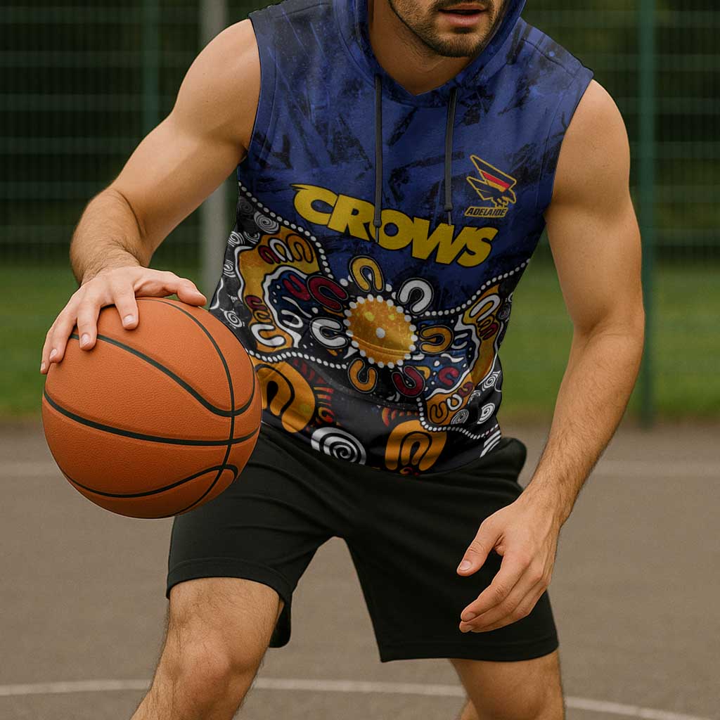 Personalized Adelaide Crows Sleeveless Hoodie Aboriginal Dot Painting Graffiti Style
