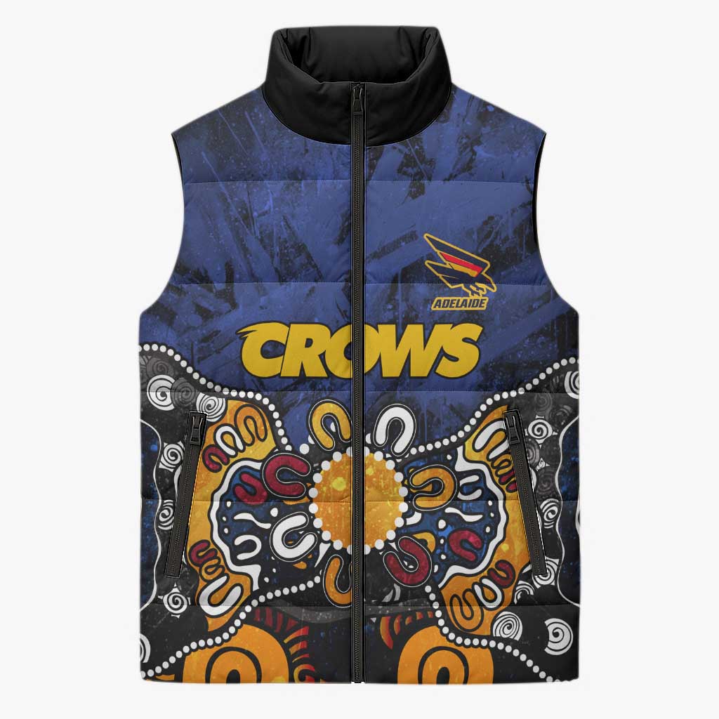 Personalized Adelaide Crows Sleeveless Puffer Jacket Aboriginal Dot Painting Graffiti Style