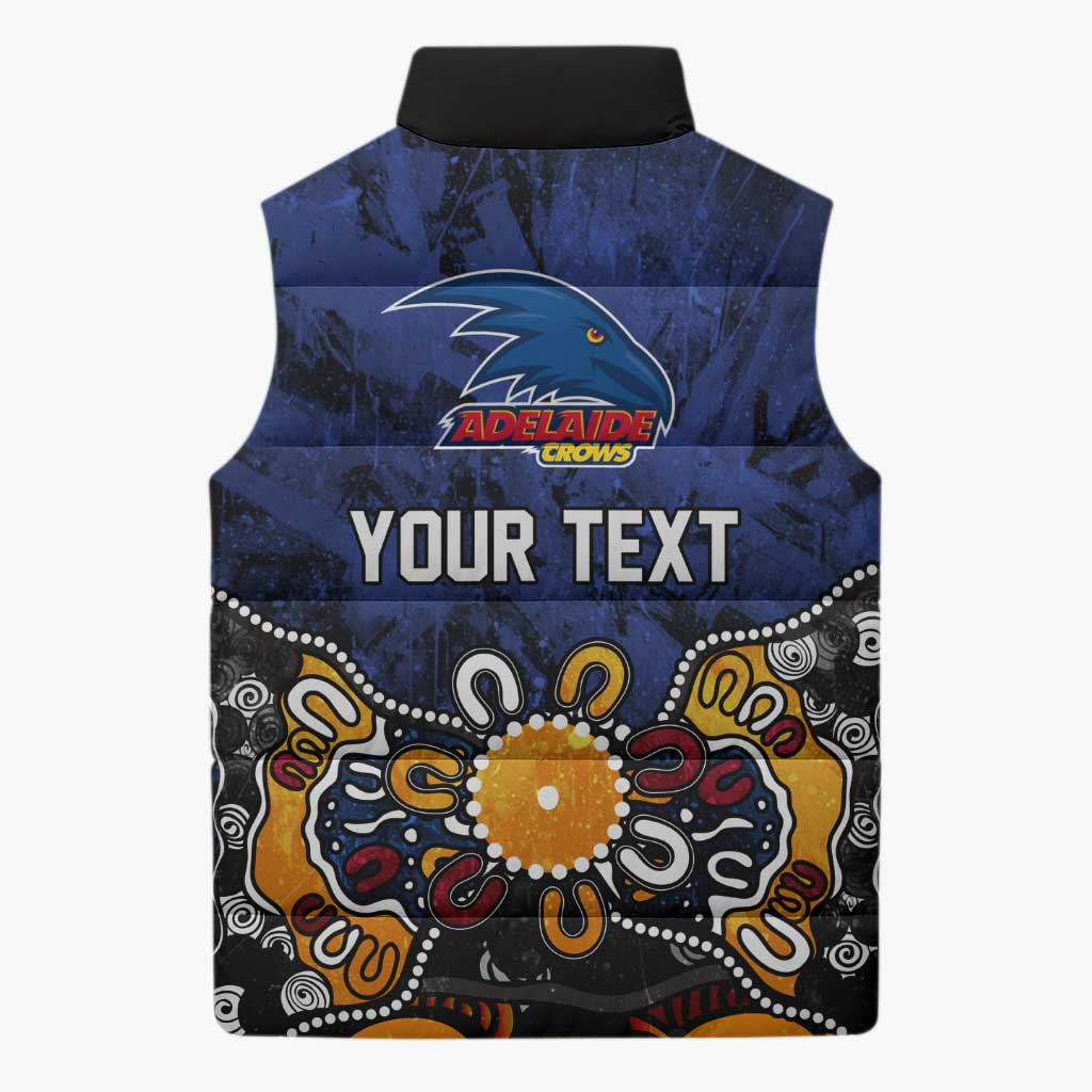 Personalized Adelaide Crows Sleeveless Puffer Jacket Aboriginal Dot Painting Graffiti Style