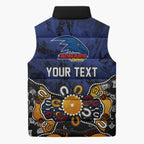 Personalized Adelaide Crows Sleeveless Puffer Jacket Aboriginal Dot Painting Graffiti Style