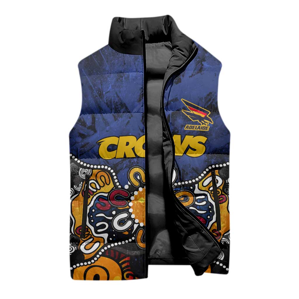 Personalized Adelaide Crows Sleeveless Puffer Jacket Aboriginal Dot Painting Graffiti Style