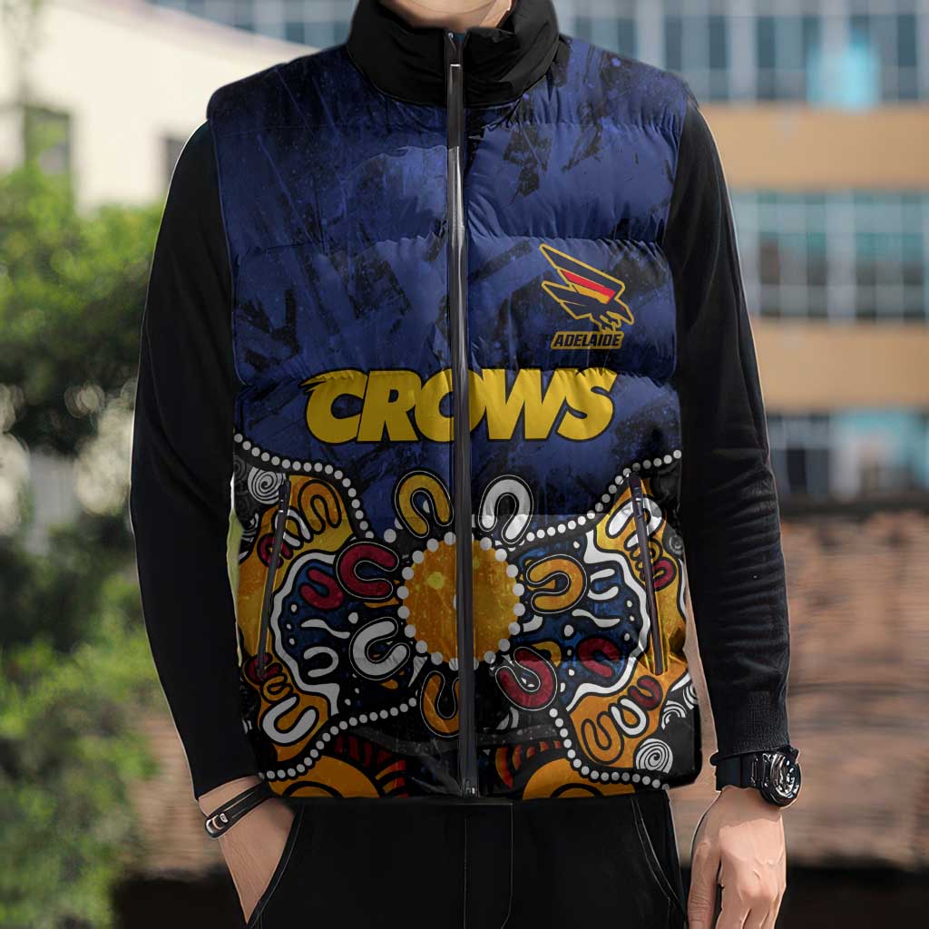 Personalized Adelaide Crows Sleeveless Puffer Jacket Aboriginal Dot Painting Graffiti Style