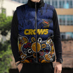 Personalized Adelaide Crows Sleeveless Puffer Jacket Aboriginal Dot Painting Graffiti Style
